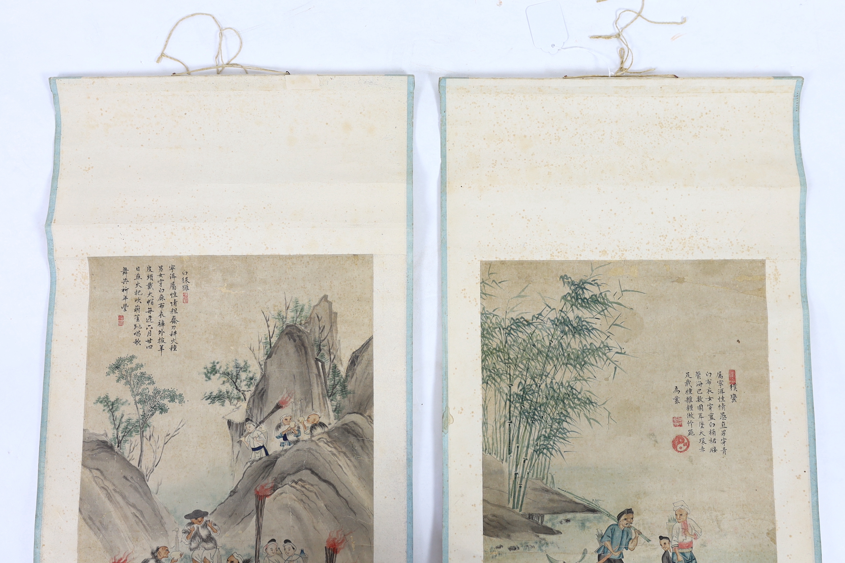 A pair of Chinese scroll paintings on paper, late 19th/early 20th century